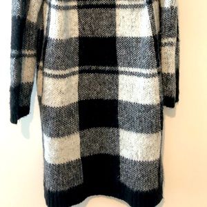 Buffalo plaid open front cardigan sweater